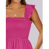 image:imageANRABESS Womens Summer Casual Sleeveless Square Neck Dress 2026 Smocked Ruffle Backless Boho Beach Cute Teen Short SundressHot Pink