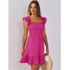 image:imageANRABESS Womens Summer Casual Sleeveless Square Neck Dress 2026 Smocked Ruffle Backless Boho Beach Cute Teen Short SundressHot Pink