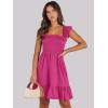 image:imageANRABESS Womens Summer Casual Sleeveless Square Neck Dress 2026 Smocked Ruffle Backless Boho Beach Cute Teen Short SundressHot Pink