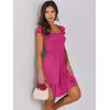 image:imageANRABESS Womens Summer Casual Sleeveless Square Neck Dress 2026 Smocked Ruffle Backless Boho Beach Cute Teen Short SundressHot Pink