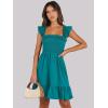 image:imageANRABESS Womens Summer Casual Sleeveless Square Neck Dress 2026 Smocked Ruffle Backless Boho Beach Cute Teen Short SundressLake Green