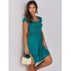 image:imageANRABESS Womens Summer Casual Sleeveless Square Neck Dress 2026 Smocked Ruffle Backless Boho Beach Cute Teen Short SundressLake Green