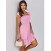 image:imageANRABESS Womens Summer Casual Sleeveless Square Neck Dress 2026 Smocked Ruffle Backless Boho Beach Cute Teen Short SundressPink