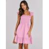 image:imageANRABESS Womens Summer Casual Sleeveless Square Neck Dress 2026 Smocked Ruffle Backless Boho Beach Cute Teen Short SundressPink