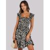 image:imageANRABESS Womens Summer Casual Sleeveless Square Neck Dress 2026 Smocked Ruffle Backless Boho Beach Cute Teen Short SundressPrint Floral Black