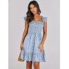 image:imageANRABESS Womens Summer Casual Sleeveless Square Neck Dress 2026 Smocked Ruffle Backless Boho Beach Cute Teen Short SundressPrint Floral Blue