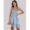 image:imageANRABESS Womens Summer Casual Sleeveless Square Neck Dress 2026 Smocked Ruffle Backless Boho Beach Cute Teen Short SundressPrint Floral Blue