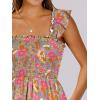 image:imageANRABESS Womens Summer Casual Sleeveless Square Neck Dress 2026 Smocked Ruffle Backless Boho Beach Cute Teen Short SundressPrint Floral Colour
