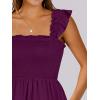 image:imageANRABESS Womens Summer Casual Sleeveless Square Neck Dress 2026 Smocked Ruffle Backless Boho Beach Cute Teen Short SundressPurple Red