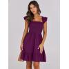 image:imageANRABESS Womens Summer Casual Sleeveless Square Neck Dress 2026 Smocked Ruffle Backless Boho Beach Cute Teen Short SundressPurple Red