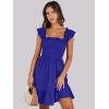 image:imageANRABESS Womens Summer Casual Sleeveless Square Neck Dress 2026 Smocked Ruffle Backless Boho Beach Cute Teen Short SundressRoyal Blue