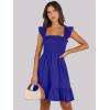 image:imageANRABESS Womens Summer Casual Sleeveless Square Neck Dress 2026 Smocked Ruffle Backless Boho Beach Cute Teen Short SundressRoyal Blue