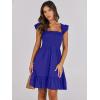 image:imageANRABESS Womens Summer Casual Sleeveless Square Neck Dress 2026 Smocked Ruffle Backless Boho Beach Cute Teen Short SundressRoyal Blue