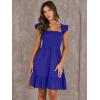 image:imageANRABESS Womens Summer Casual Sleeveless Square Neck Dress 2026 Smocked Ruffle Backless Boho Beach Cute Teen Short SundressRoyal Blue