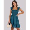 image:imageANRABESS Womens Summer Casual Sleeveless Square Neck Dress 2026 Smocked Ruffle Backless Boho Beach Cute Teen Short SundressTile Blue