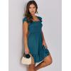 image:imageANRABESS Womens Summer Casual Sleeveless Square Neck Dress 2026 Smocked Ruffle Backless Boho Beach Cute Teen Short SundressTile Blue
