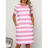 image:imageANRABESS Womens Summer Casual T Shirt Dresses Short Sleeve Crewneck Striped Mini Shift Dress 2026 Beach Vacation OutfitsPink White Stripe