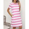 image:imageANRABESS Womens Summer Casual T Shirt Dresses Short Sleeve Crewneck Striped Mini Shift Dress 2026 Beach Vacation OutfitsPink White Stripe