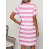 image:imageANRABESS Womens Summer Casual T Shirt Dresses Short Sleeve Crewneck Striped Mini Shift Dress 2026 Beach Vacation OutfitsPink White Stripe