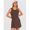 image:imageANRABESS Womens Summer Dresses 2026 Bodycon Sleeveless Romper Skort Twist Waist Night Out Vacation Mini Dress Built in ShortsCoffee