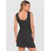 image:imageANRABESS Womens Summer Dresses 2026 Bodycon Sleeveless Romper Skort Twist Waist Night Out Vacation Mini Dress Built in ShortsDeep Gray