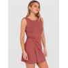 image:imageANRABESS Womens Summer Dresses 2026 Bodycon Sleeveless Romper Skort Twist Waist Night Out Vacation Mini Dress Built in ShortsRust Red