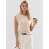 image:imageANRABESS Womens Sweater Vest 2026 Summer Crew Neck Cap Sleeve Tank Tops Business Casual Lightweight Pullover Sweaters ShirtsBeige