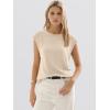 image:imageANRABESS Womens Sweater Vest 2026 Summer Crew Neck Cap Sleeve Tank Tops Business Casual Lightweight Pullover Sweaters ShirtsBeige