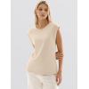 image:imageANRABESS Womens Sweater Vest 2026 Summer Crew Neck Cap Sleeve Tank Tops Business Casual Lightweight Pullover Sweaters ShirtsBeige