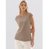 image:imageANRABESS Womens Sweater Vest 2026 Summer Crew Neck Cap Sleeve Tank Tops Business Casual Lightweight Pullover Sweaters ShirtsTan
