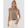 image:imageANRABESS Womens Sweater Vest 2026 Summer Crew Neck Cap Sleeve Tank Tops Business Casual Lightweight Pullover Sweaters ShirtsTan