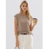 image:imageANRABESS Womens Sweater Vest 2026 Summer Crew Neck Cap Sleeve Tank Tops Business Casual Lightweight Pullover Sweaters ShirtsTan