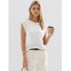 image:imageANRABESS Womens Sweater Vest 2026 Summer Crew Neck Cap Sleeve Tank Tops Business Casual Lightweight Pullover Sweaters ShirtsWhite