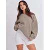image:imageANRABESS Womens Sweatshirts Crewneck Fleece Oversized Pullover Sweater Spring Winter Cute Tops Teen Girls Preppy Clothes 2026Khaki Brown