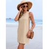 image:imageANRABESS Womens Swimsuit Cover Up 2026 Summer Eyelet Sleeveless Beach Dresses Swimwear Bathing Suit Coverup Vacation ClothesApricot