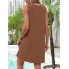 image:imageANRABESS Womens Swimsuit Cover Up 2026 Summer Eyelet Sleeveless Beach Dresses Swimwear Bathing Suit Coverup Vacation ClothesBrown