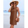 image:imageANRABESS Womens Swimsuit Cover Up 2026 Summer Eyelet Sleeveless Beach Dresses Swimwear Bathing Suit Coverup Vacation ClothesBrown