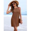 image:imageANRABESS Womens Swimsuit Cover Up 2026 Summer Eyelet Sleeveless Beach Dresses Swimwear Bathing Suit Coverup Vacation ClothesBrown