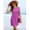 image:imageANRABESS Womens Swimsuit Cover Up 2026 Summer Eyelet Sleeveless Beach Dresses Swimwear Bathing Suit Coverup Vacation ClothesHot Pink