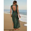 image:imageANRABESS Womens Swimsuit Cover Up Sleeveless Hollow Knit Bikini Swimwear Bathing Suit Coverup Crochet Beach DressDeep Green