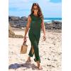 image:imageANRABESS Womens Swimsuit Cover Up Sleeveless Hollow Knit Bikini Swimwear Bathing Suit Coverup Crochet Beach DressDeep Green