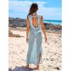 image:imageANRABESS Womens Swimsuit Cover Up Sleeveless Hollow Knit Bikini Swimwear Bathing Suit Coverup Crochet Beach DressSky Blue