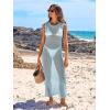 image:imageANRABESS Womens Swimsuit Cover Up Sleeveless Hollow Knit Bikini Swimwear Bathing Suit Coverup Crochet Beach DressSky Blue