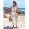 image:imageANRABESS Womens Swimsuit Cover Up Sleeveless Hollow Knit Bikini Swimwear Bathing Suit Coverup Crochet Beach DressWhite