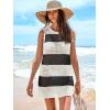 image:imageANRABESS Womens Swimsuit Cover Up Sleeveless Knit 2026 Summer Outfits Swimwear Bathing Suit Coverup Crochet Beach DressBlack White Stripe