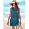 image:imageANRABESS Womens Swimsuit Cover Up Sleeveless Knit 2026 Summer Outfits Swimwear Bathing Suit Coverup Crochet Beach DressCyan