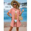image:imageANRABESS Womens Swimsuit Coverup Summer Button Down Beach Shirt Dress Eyelet Swimwear Bathing Suit Cover Ups Vacation ClothesCoral