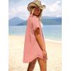 image:imageANRABESS Womens Swimsuit Coverup Summer Button Down Beach Shirt Dress Eyelet Swimwear Bathing Suit Cover Ups Vacation ClothesCoral