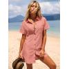 image:imageANRABESS Womens Swimsuit Coverup Summer Button Down Beach Shirt Dress Eyelet Swimwear Bathing Suit Cover Ups Vacation ClothesCoral