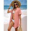 image:imageANRABESS Womens Swimsuit Coverup Summer Button Down Beach Shirt Dress Eyelet Swimwear Bathing Suit Cover Ups Vacation ClothesCoral